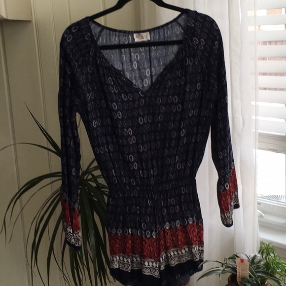 ANTHROPOLOGY LILKA ROMPER NAVY & RED - Picture 7 of 12